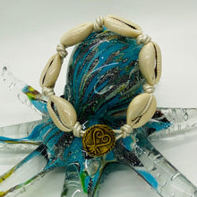 Load image into Gallery viewer, Cowrie Shell W/ Adinkra Sankofa Symbol Learn From Past Brass Button Closure