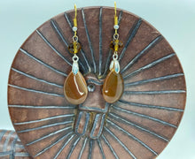 Load image into Gallery viewer, Earring Collection / Amber &amp; Brown Teardrop
