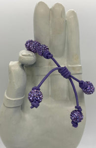 Leather Sliding Knot Bracelet Amethyst Sparkle 10mm Crystal Bracelet