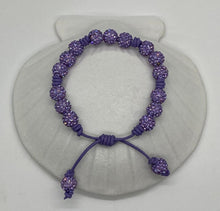 Load image into Gallery viewer, Leather Sliding Knot Bracelet Amethyst Sparkle 10mm Crystal Bracelet
