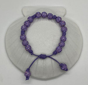 Leather Sliding Knot Bracelet Amethyst Sparkle 10mm Crystal Bracelet