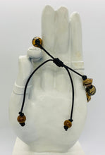 Load image into Gallery viewer, Leather Sliding Knot Honey Swirl Bead Bracelet
