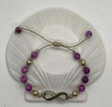 Load image into Gallery viewer, Leather Sliding Knot Purple Jasper &amp; Infinity Charm Symbol
