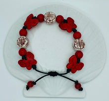 Load image into Gallery viewer, Leather Sliding Knot Red Turquoise and Japanese Bead Bracelet
