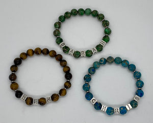 Unisex Semi Precious Stones Letters and Team Symbols Bracelets