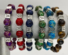 Load image into Gallery viewer, Unisex Semi Precious Stones Letters and Team Symbols Bracelets
