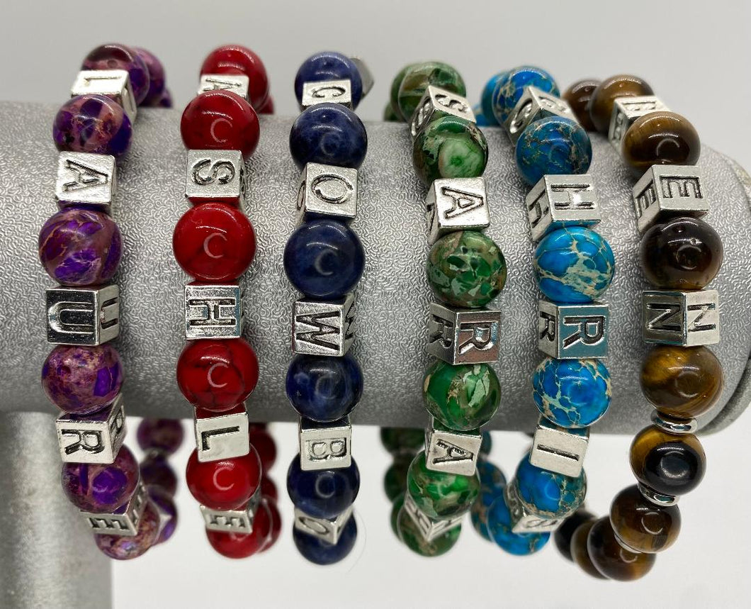 Unisex Semi Precious Stones Letters and Team Symbols Bracelets