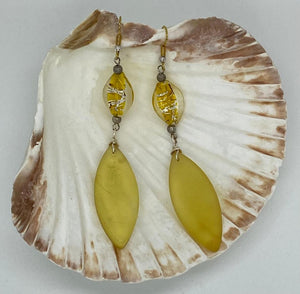 Earring Collection / Yellow Lamp Work & Seaglass Earrings