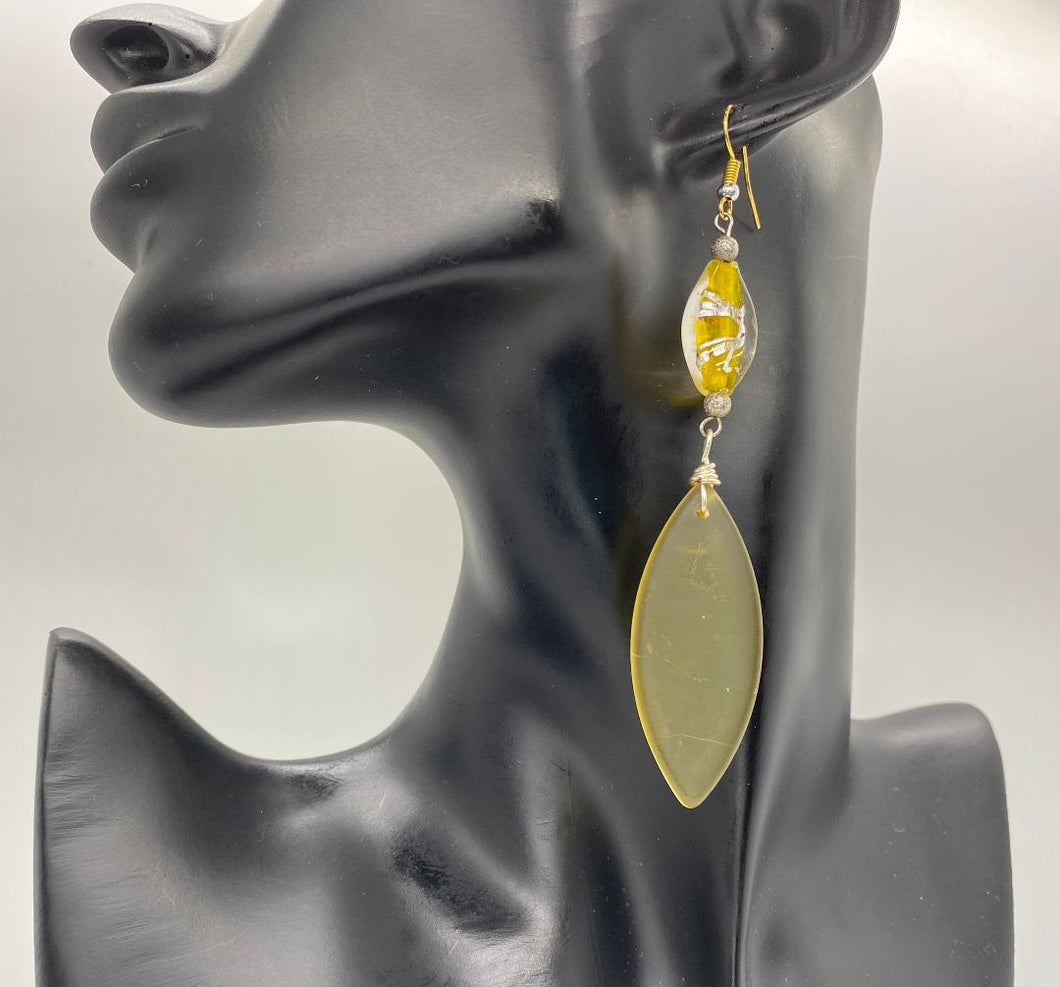 Earring Collection / Yellow Lamp Work & Seaglass Earrings