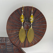 Load image into Gallery viewer, Earring Collection / Yellow Lamp Work &amp; Seaglass Earrings
