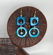 Load image into Gallery viewer, Earring Collection / Blue Mother Of Pearl Two Tier Drop
