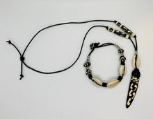 Load image into Gallery viewer, Unisex African Horn Batik Necklace and Bracelet Set
