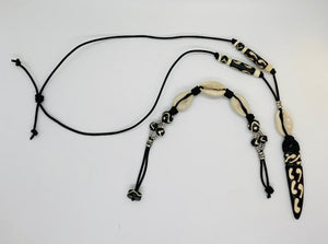 Unisex African Horn Batik Necklace and Bracelet Set