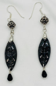 Afrocentric Ethnic Black Ceramic African Mask Ear Jewelry