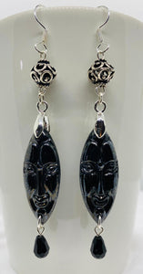 Afrocentric Ethnic Black Ceramic African Mask Ear Jewelry