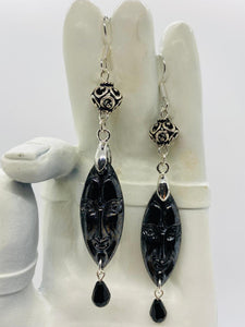 Afrocentric Ethnic Black Ceramic African Mask Ear Jewelry