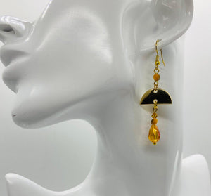 Earring Collection / Honey Color Amber Drop Earrings