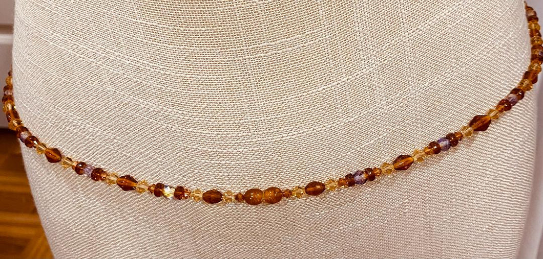 Handmade Amber & Amethyst Crystal, West African Style Waist Beads