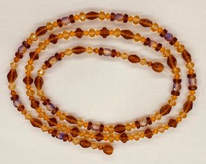 Handmade Amber & Amethyst Crystal, West African Style Waist Beads