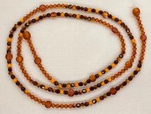 Load image into Gallery viewer, Handmade West African Amber &amp; Crystal Flat Beads w/ Screw Clasp
