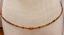 Load image into Gallery viewer, Handmade West African Amber &amp; Crystal Flat Beads w/ Screw Clasp
