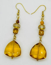 Load image into Gallery viewer, Earring Collection / Honey Glass &amp; Lamp Work Bead Earrings Gold Finish
