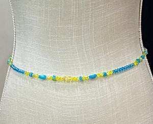 Blue & Yellow Crystal Waist Beads