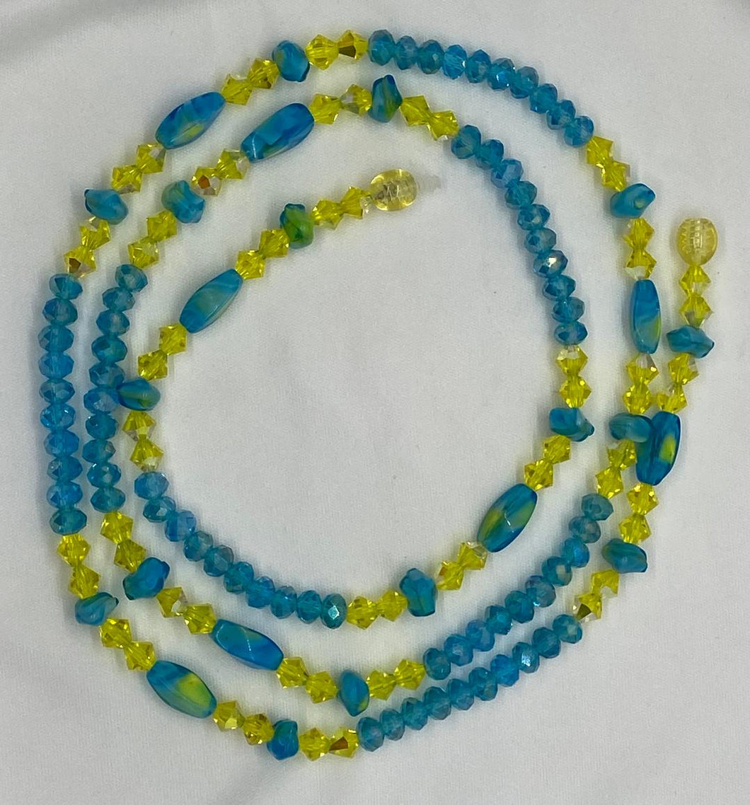 Blue & Yellow Crystal Waist Beads