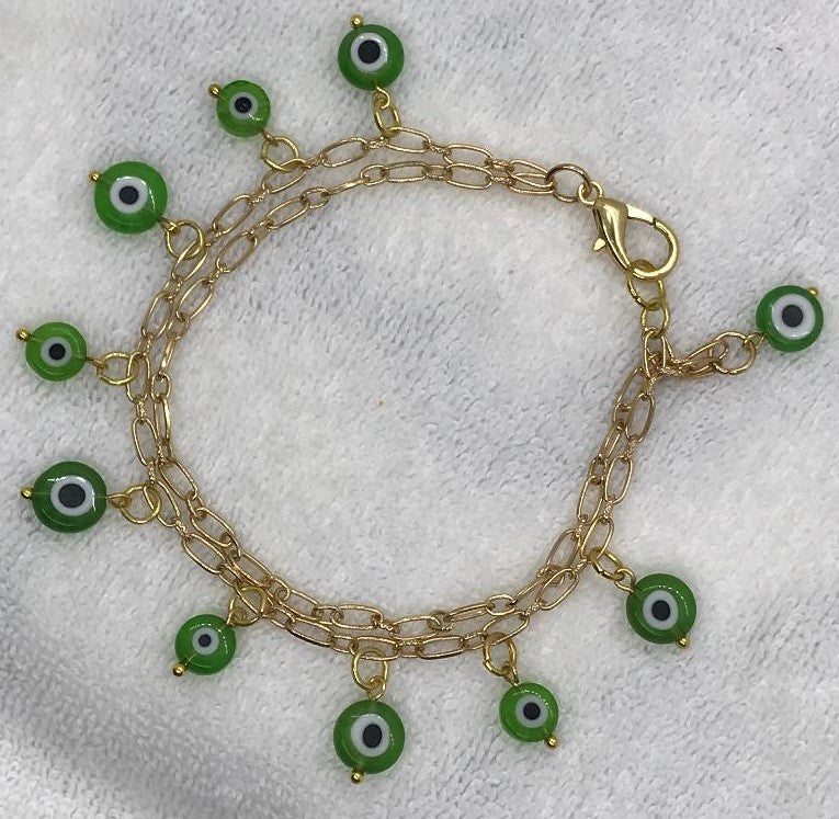 Green Evil Eye Ankle Bracelet