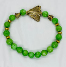 Load image into Gallery viewer, Yoruba Ochosi Arrow, Green Apple &amp; Dragon Vein Agate with Tiger&#39;s Eye Stone Bracelets
