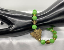 Load image into Gallery viewer, Yoruba Ochosi Arrow, Green Apple &amp; Dragon Vein Agate with Tiger&#39;s Eye Stone Bracelets
