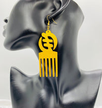 Load image into Gallery viewer, Afrocentric Ethnic Gye Nyame (Except for God) Afro Pick Adinkra Symbol Ear Jewelry
