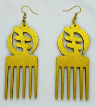 Load image into Gallery viewer, Afrocentric Ethnic Gye Nyame (Except for God) Afro Pick Adinkra Symbol Ear Jewelry
