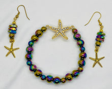 Load image into Gallery viewer, Multi Color Iridescent Star Fish Bracelet &amp; Earrings Set
