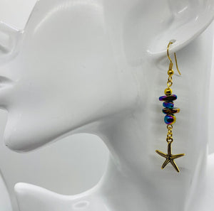 Multi Color Iridescent Star Fish Bracelet & Earrings Set