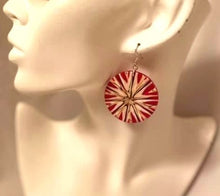 Load image into Gallery viewer, Earring Collection / Mother of Pearl Painted Red &amp; Ivory Earrings
