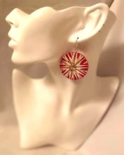 Load image into Gallery viewer, Earring Collection / Mother of Pearl Painted Red &amp; Ivory Earrings
