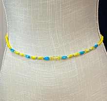 Load image into Gallery viewer, West African Style Opaque Blue &amp; Yellow Crystal Waist Beads
