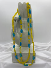 Load image into Gallery viewer, West African Style Opaque Blue &amp; Yellow Crystal Waist Beads
