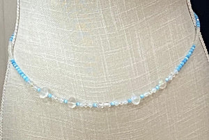 Opaque White & Blue Seashell Waist Beads