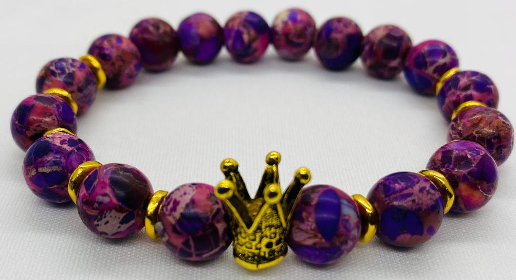 Healing Purple Jasper Gold Finish Bracelet 10mm stones