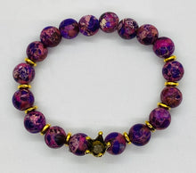 Load image into Gallery viewer, Healing Purple Jasper Gold Finish Bracelet 10mm stones
