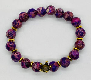 Healing Purple Jasper Gold Finish Bracelet 10mm stones