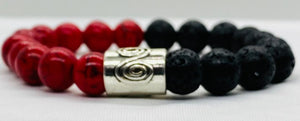 Black Lava Rock & Red Jasper Unisex Bracelet