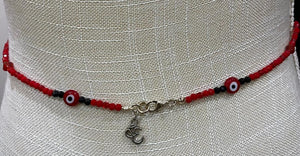 Black & Red Evil Eye Waist Beads