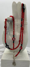 Load image into Gallery viewer, Black &amp; Red Evil Eye Waist Beads
