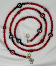 Load image into Gallery viewer, Black &amp; Red Evil Eye Waist Beads
