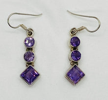 Load image into Gallery viewer, Sterling Silver Amethyst Drop Earrings
