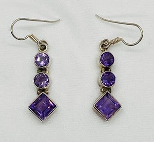 Sterling Silver Amethyst Drop Earrings