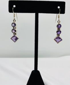 Sterling Silver Amethyst Drop Earrings